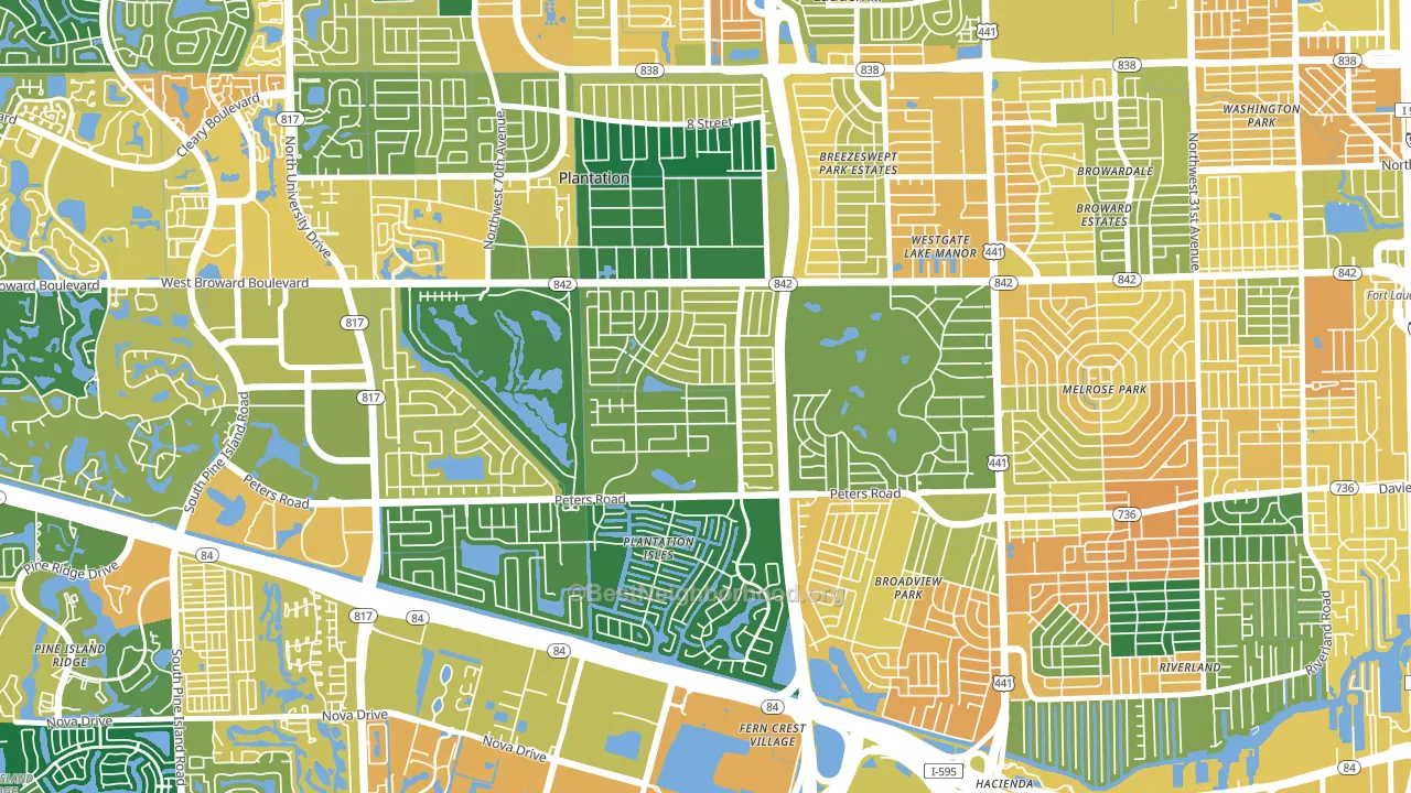 33317, FL block-group voter-turnout map