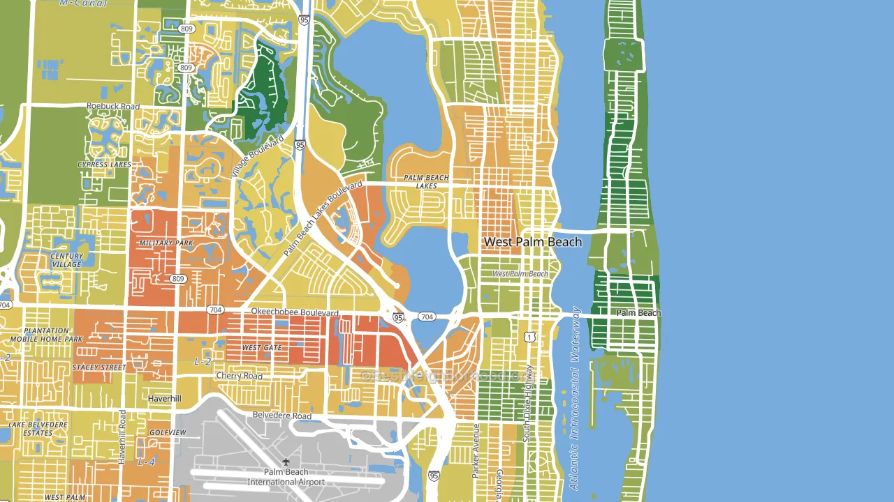 33401, FL block-group voter-turnout map