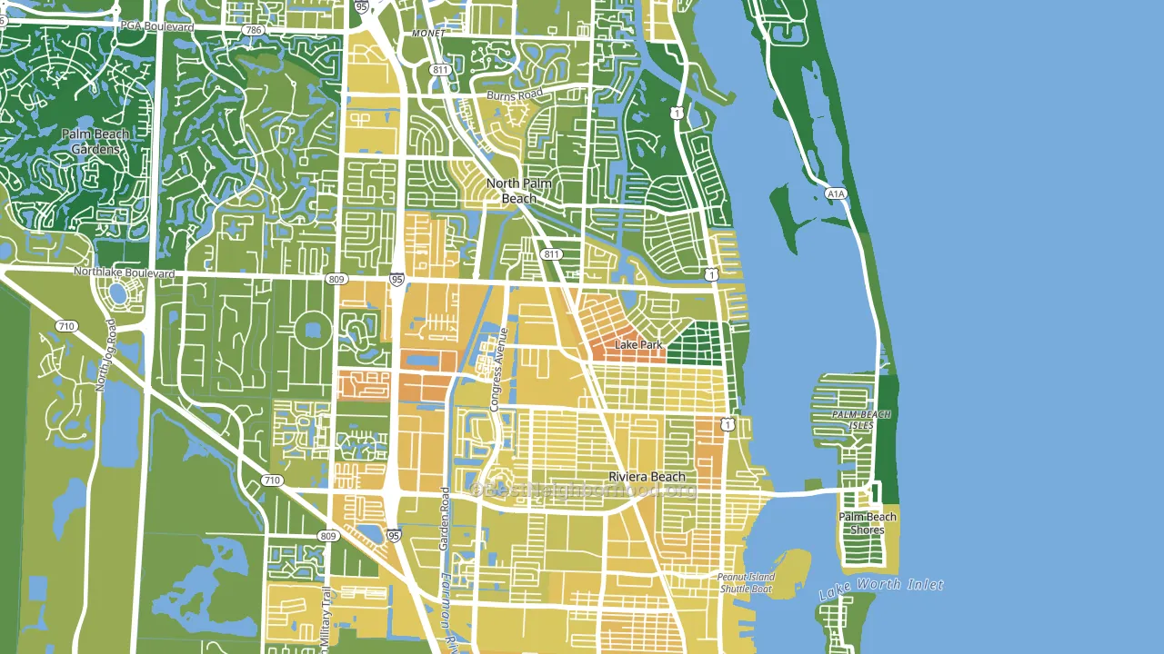 33403, FL block-group voter-turnout map