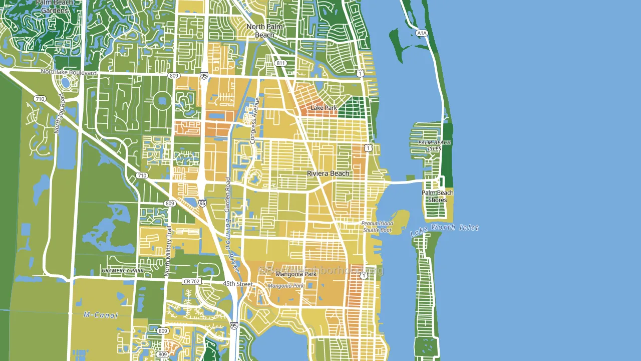 33404, FL block-group voter-turnout map
