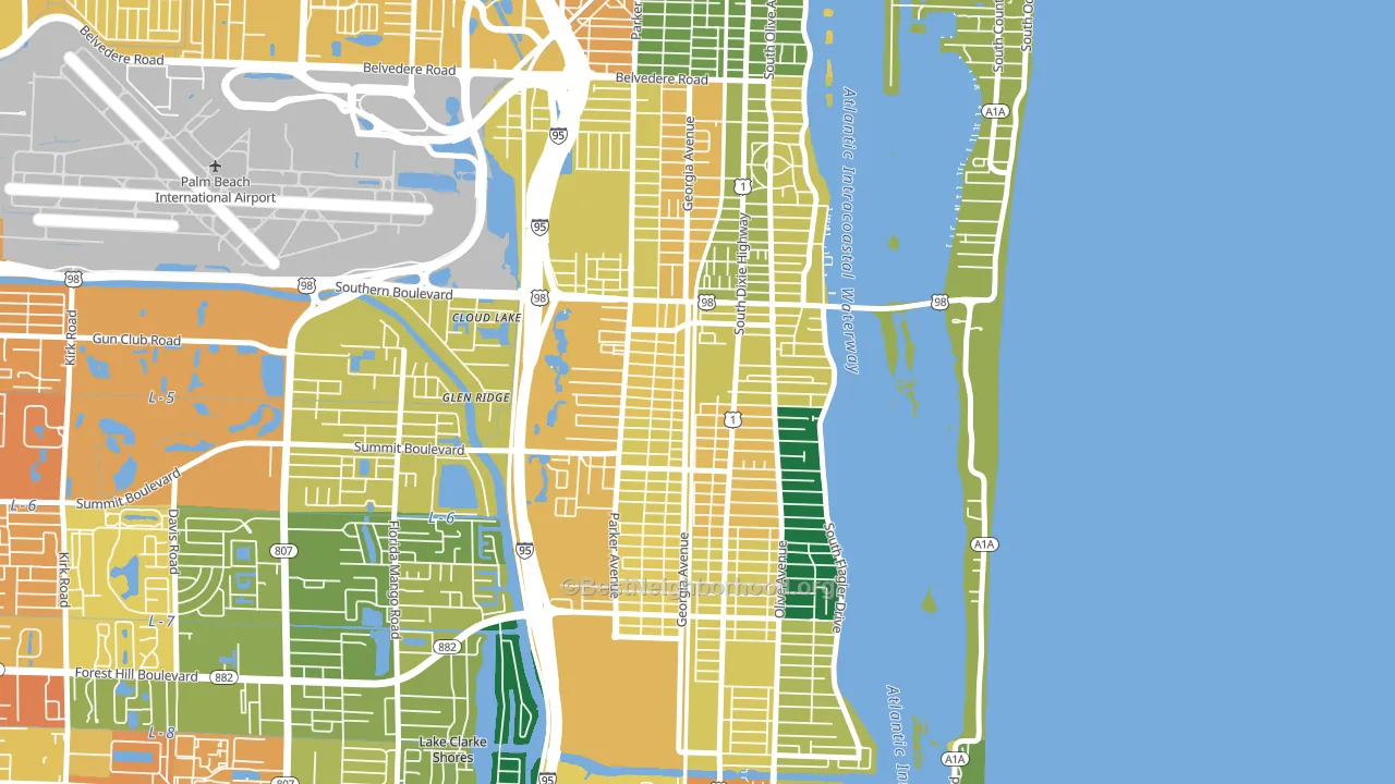 33405, FL block-group voter-turnout map