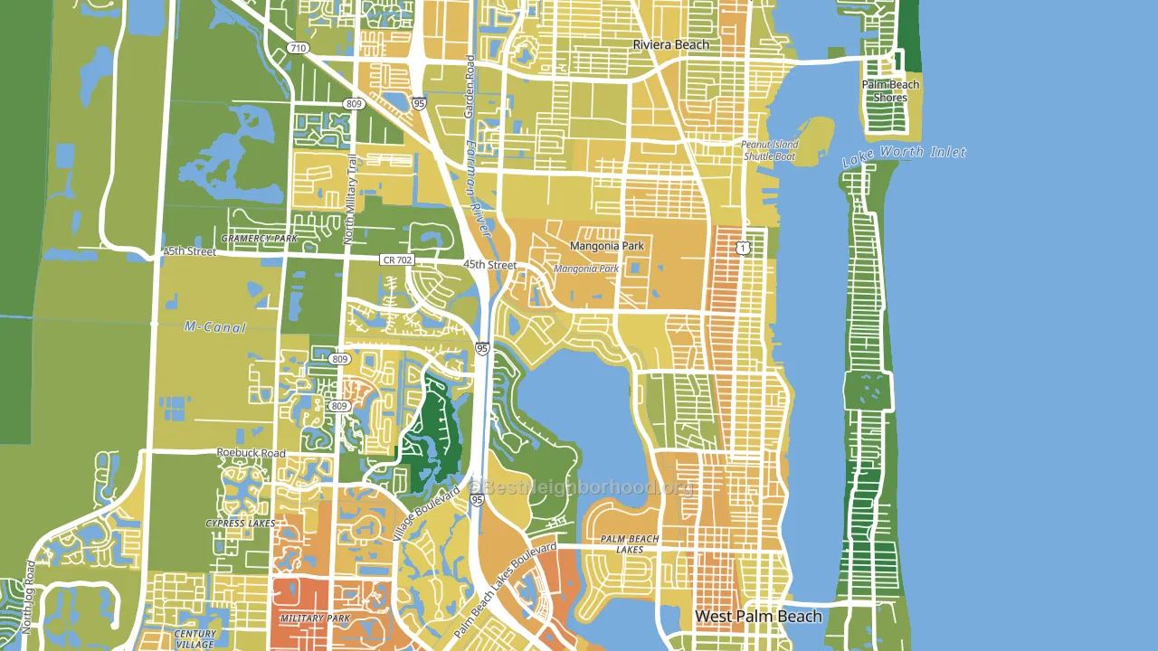 33407, FL block-group voter-turnout map