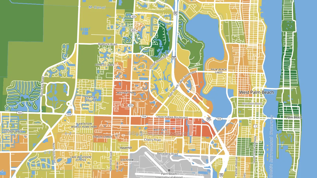 33409, FL block-group voter-turnout map