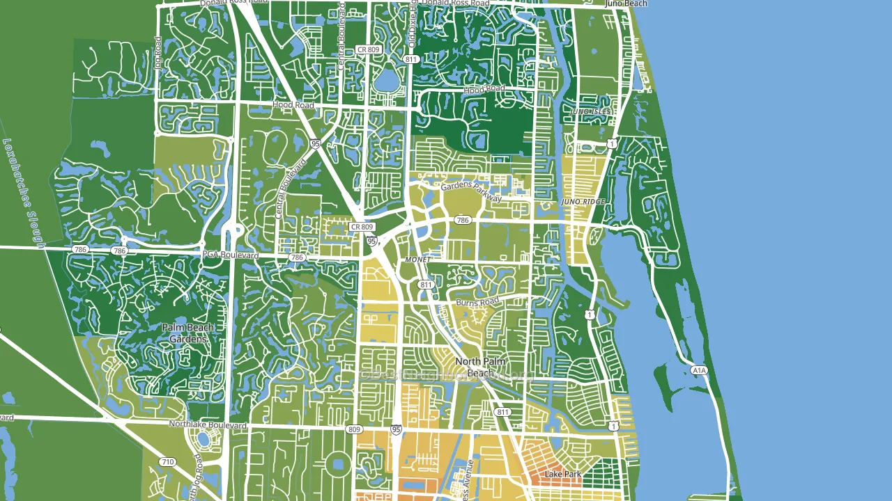 33410, FL block-group voter-turnout map
