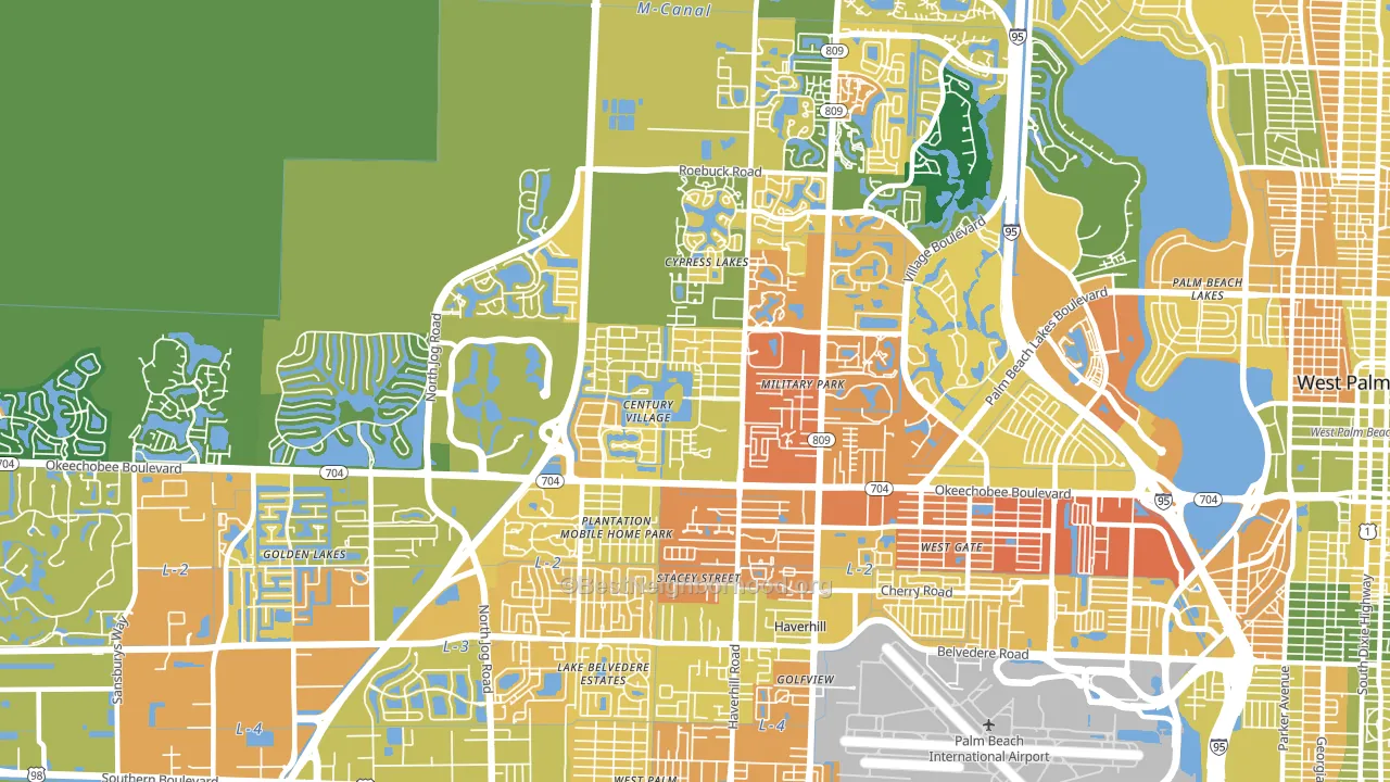 33417, FL block-group voter-turnout map