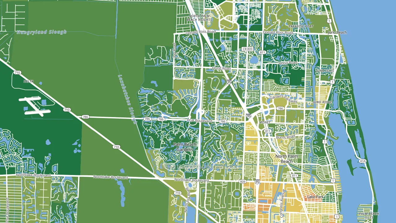 33418, FL block-group voter-turnout map