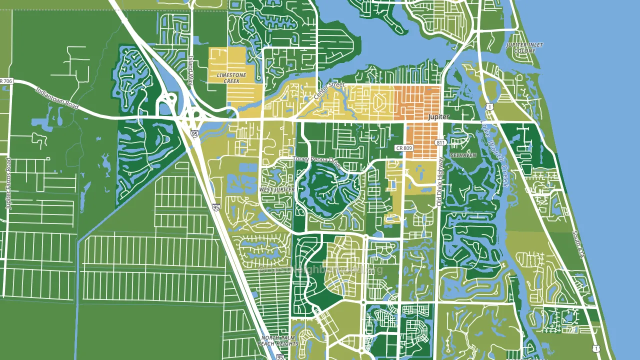 33458, FL block-group voter-turnout map