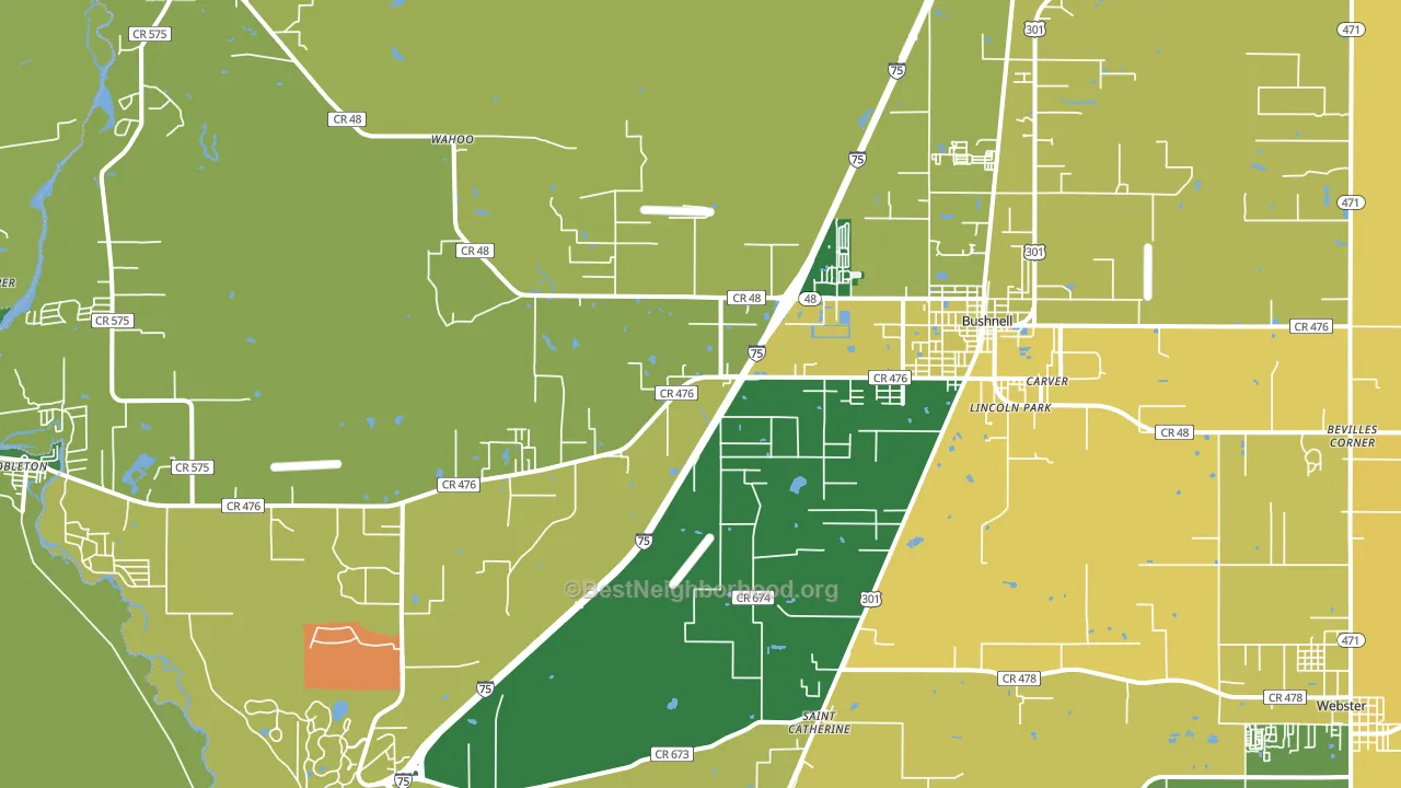 33513, FL block-group voter-turnout map