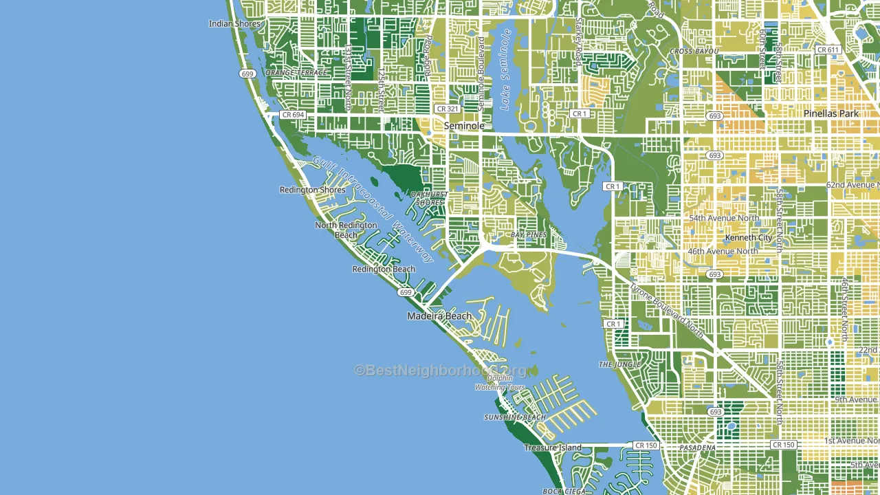 33708, FL block-group voter-turnout map