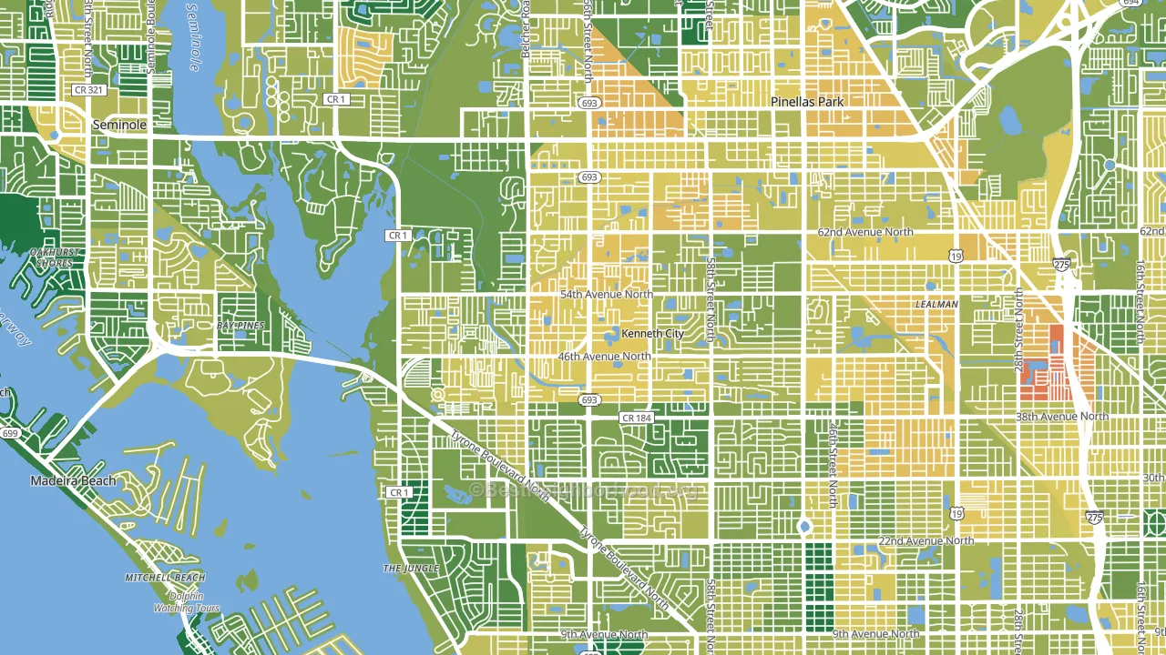 33709, FL block-group voter-turnout map