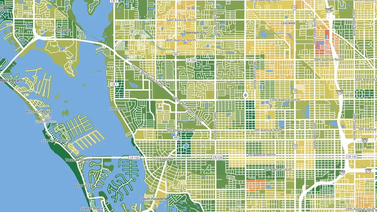 33710, FL block-group voter-turnout map