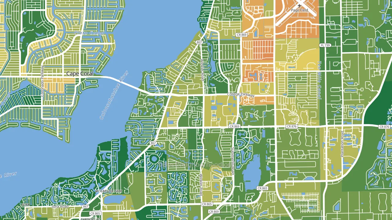 33919, FL block-group voter-turnout map