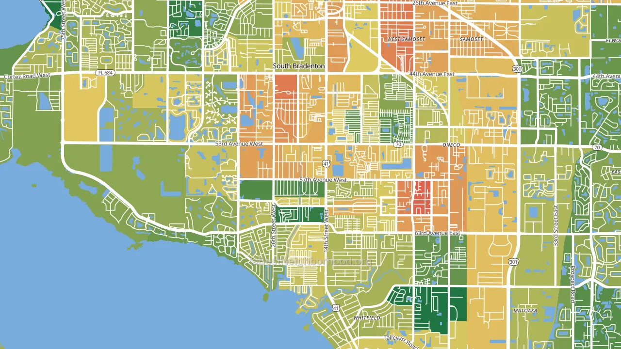 34207, FL block-group voter-turnout map