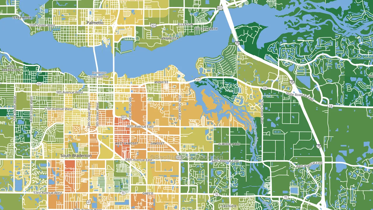 34208, FL block-group voter-turnout map