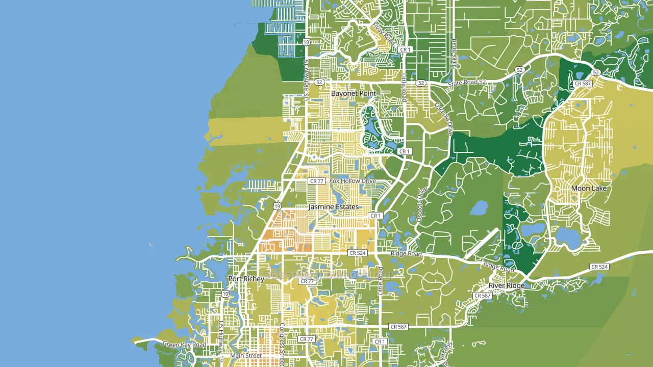 34668, FL block-group voter-turnout map