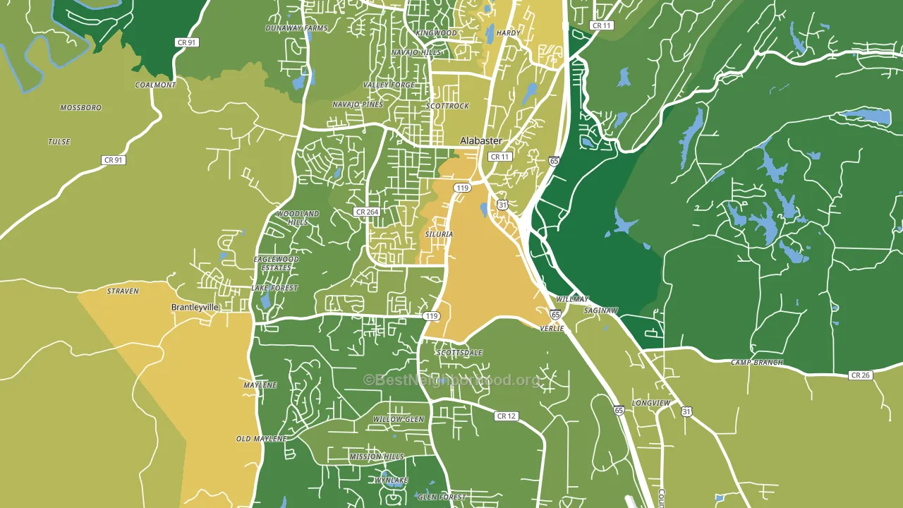 35007, AL block-group voter-turnout map