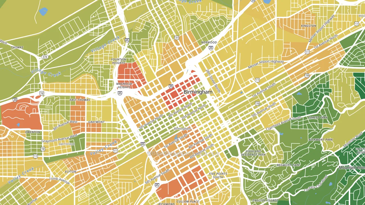 35203, AL block-group voter-turnout map