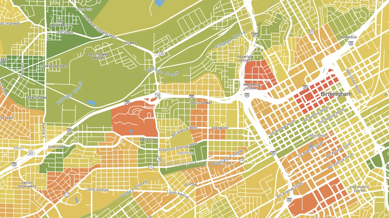 35204, AL block-group voter-turnout map