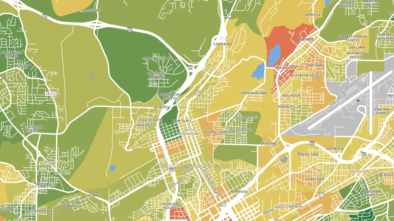 35207, AL block-group voter-turnout map