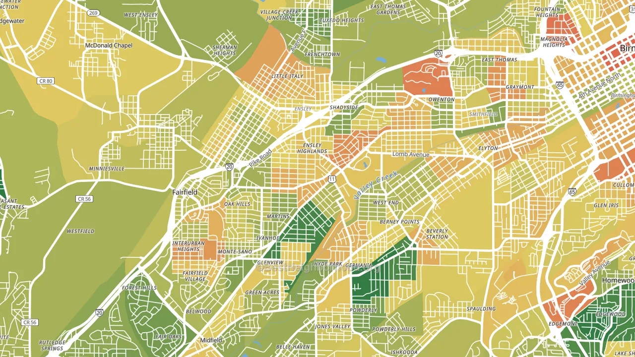 35208, AL block-group voter-turnout map