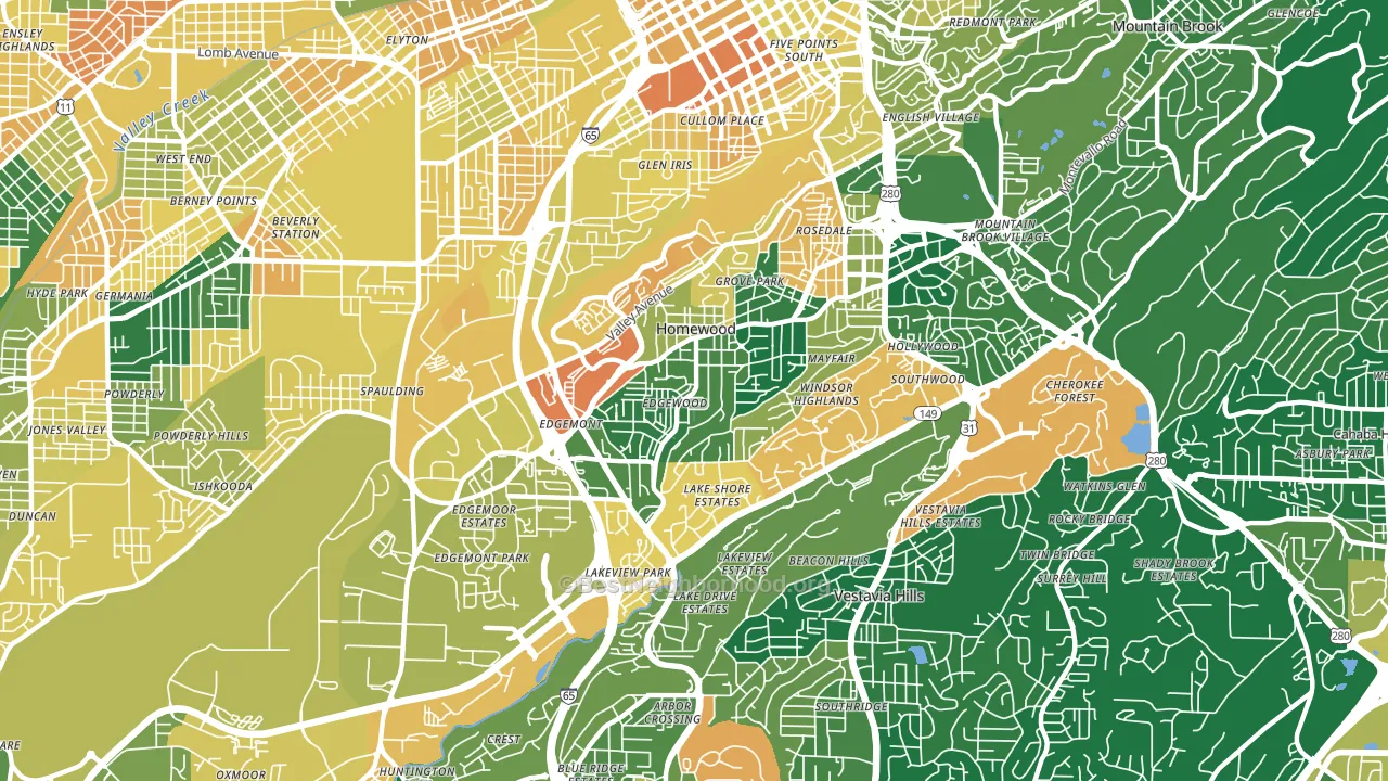35209, AL block-group voter-turnout map
