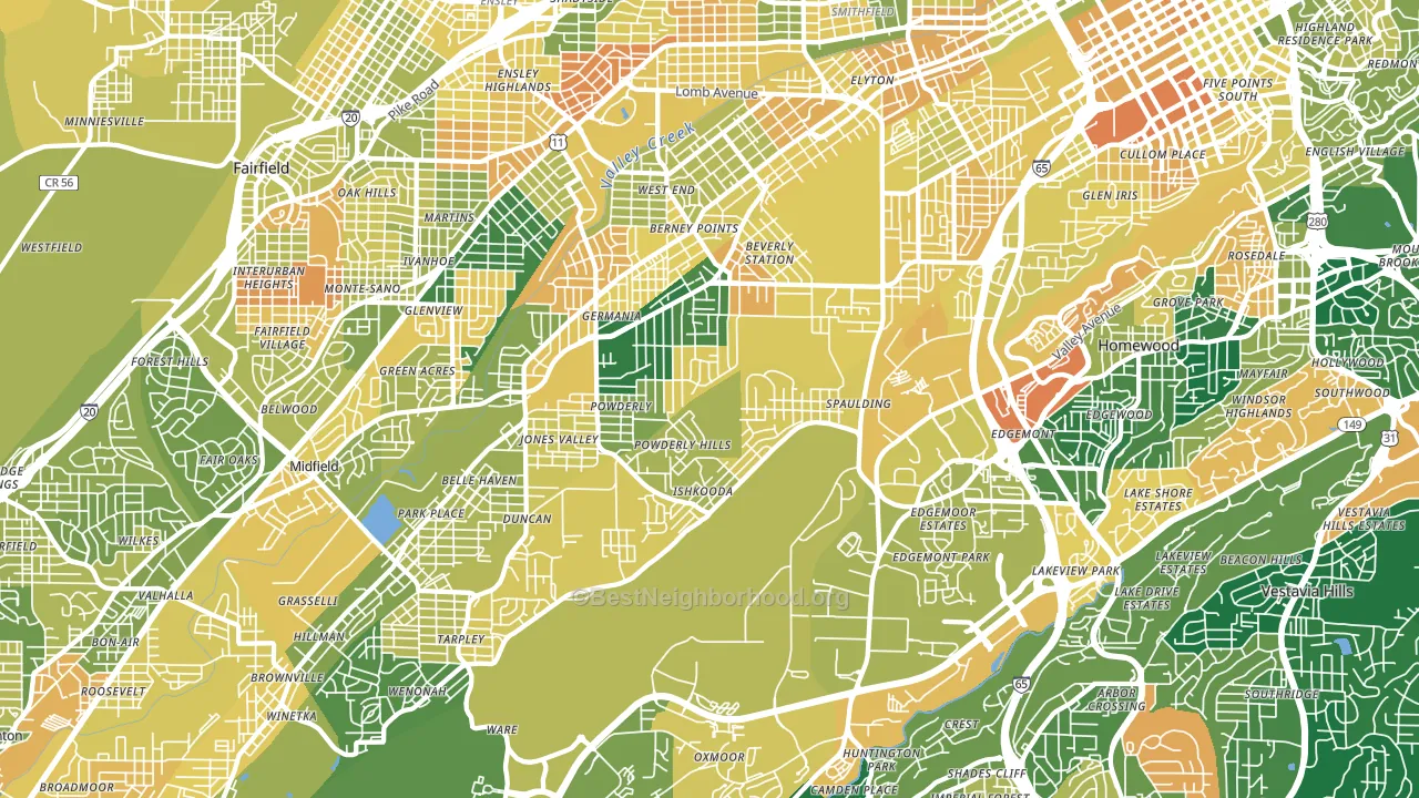35211, AL block-group voter-turnout map