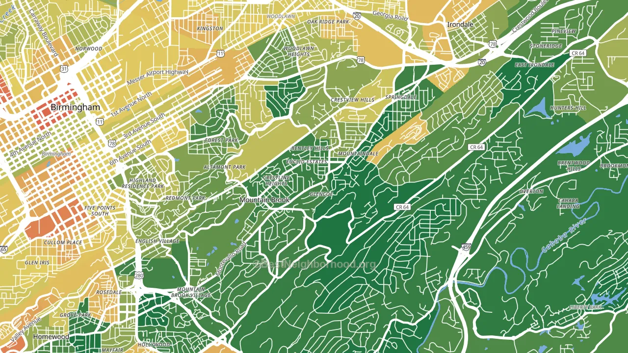35213, AL block-group voter-turnout map
