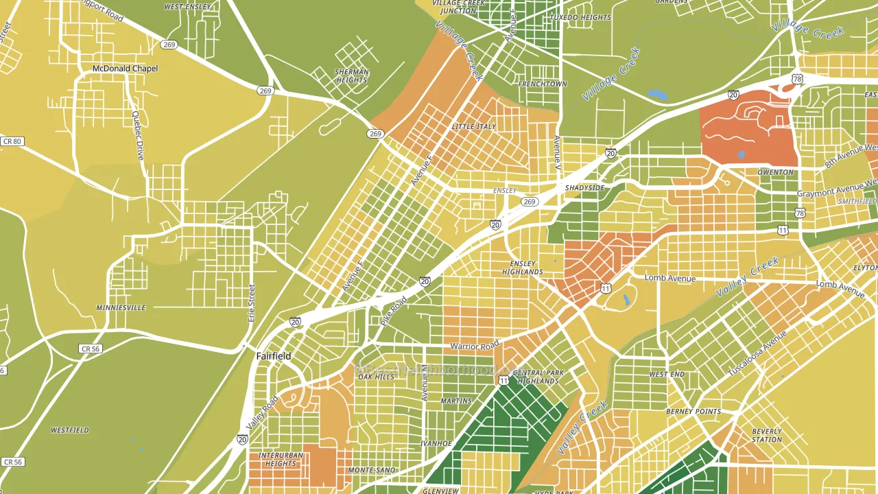 35218, AL block-group voter-turnout map