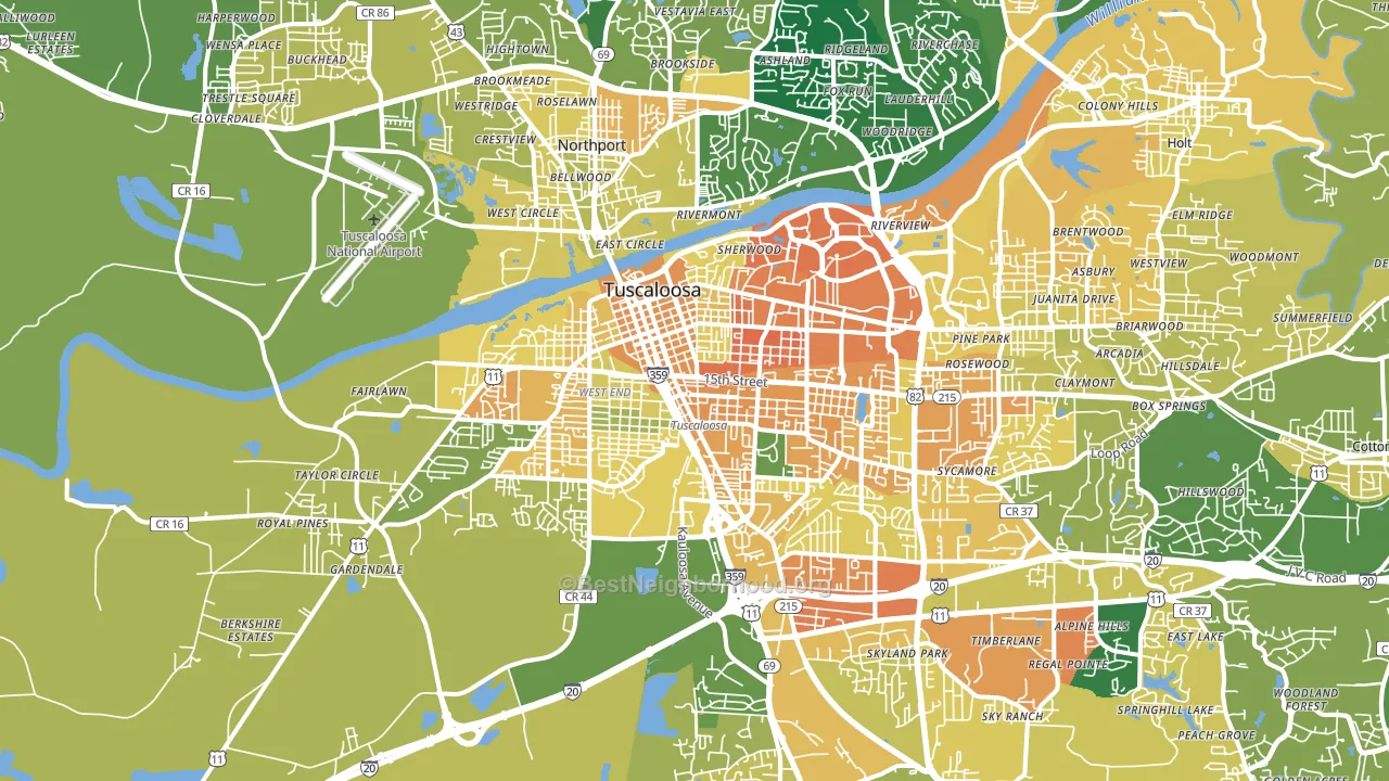 35401, AL block-group voter-turnout map