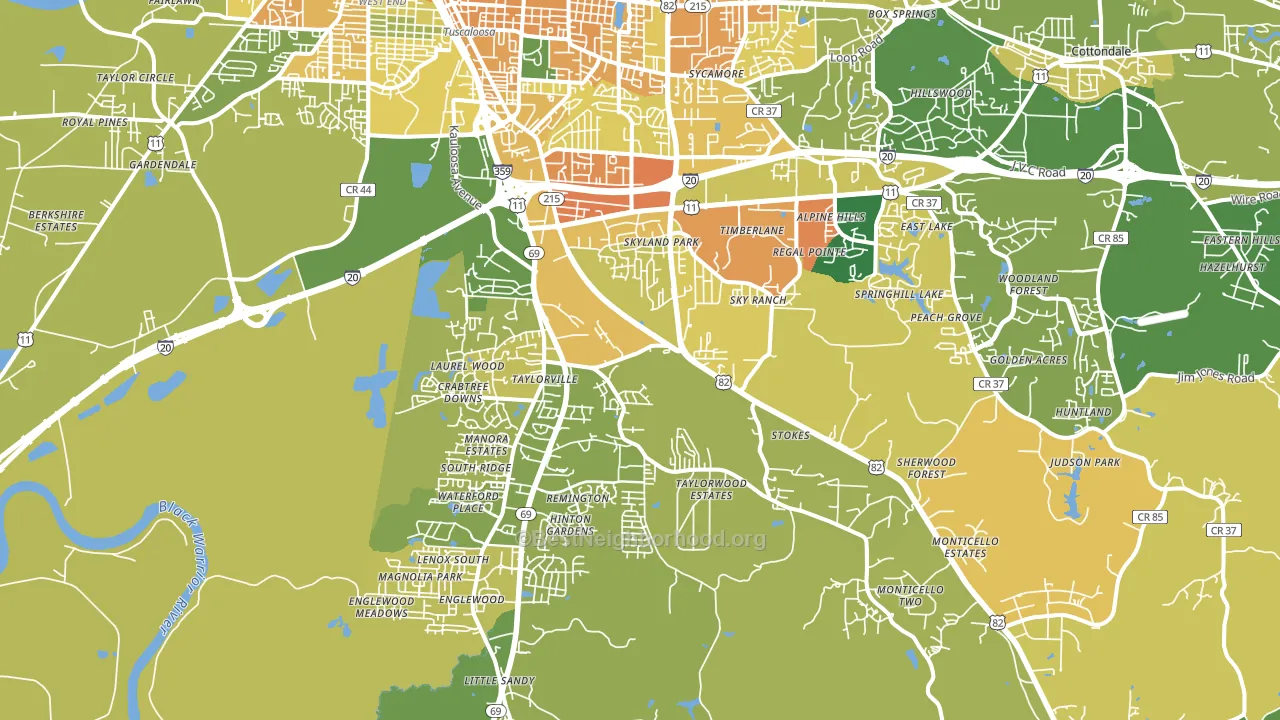 35405, AL block-group voter-turnout map