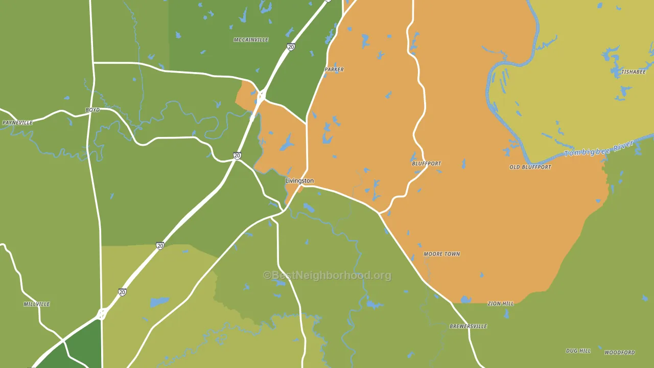 35470, AL block-group voter-turnout map