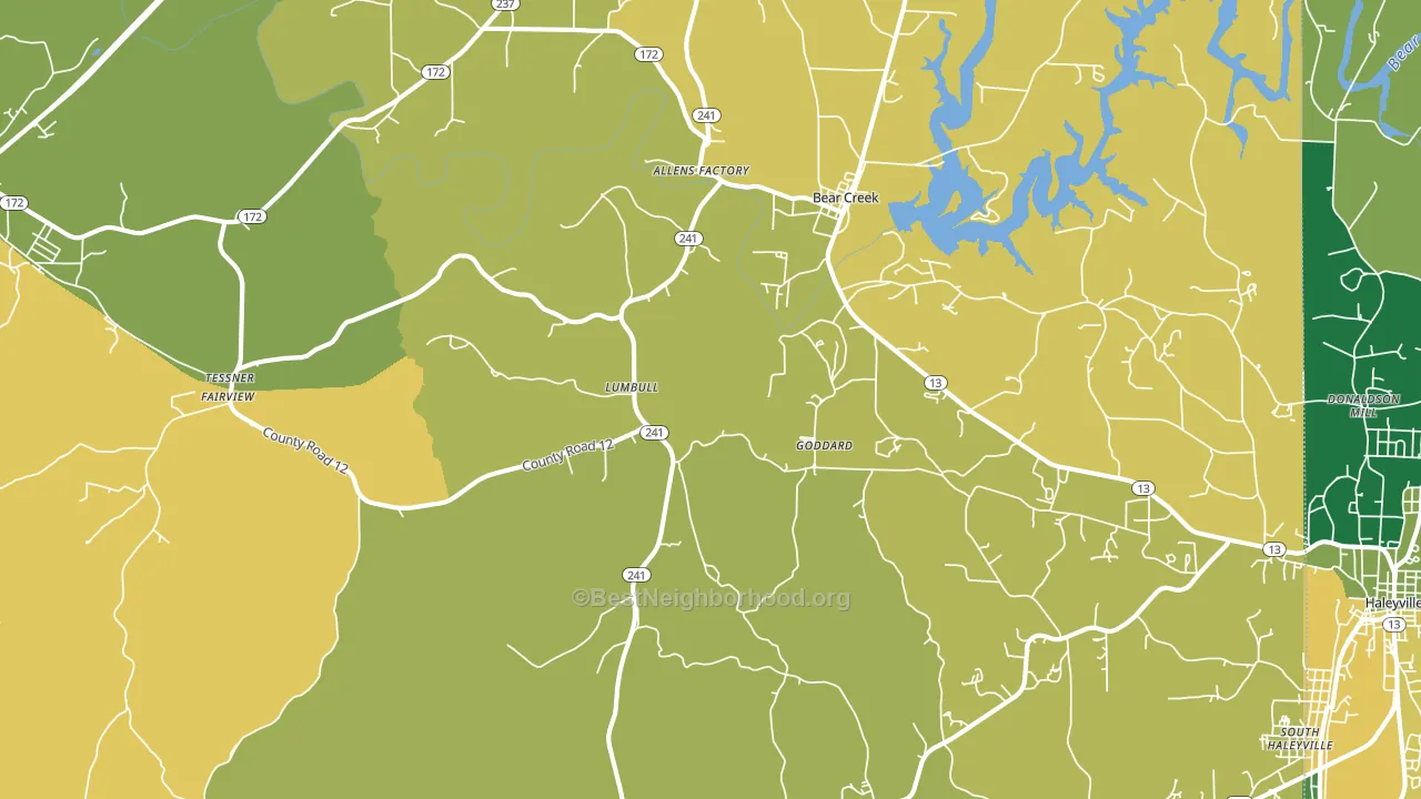 35543, AL block-group voter-turnout map