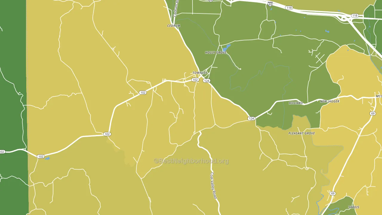 35587, AL block-group voter-turnout map
