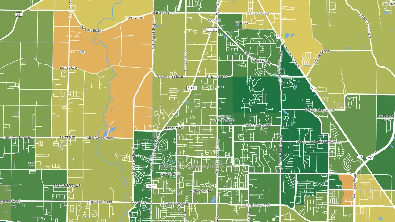 35749, AL block-group voter-turnout map