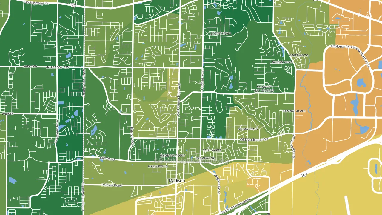35758, AL block-group voter-turnout map