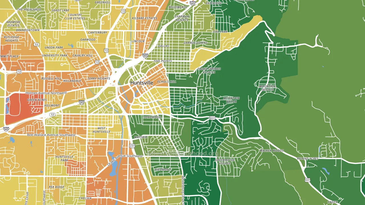 35801, AL block-group voter-turnout map