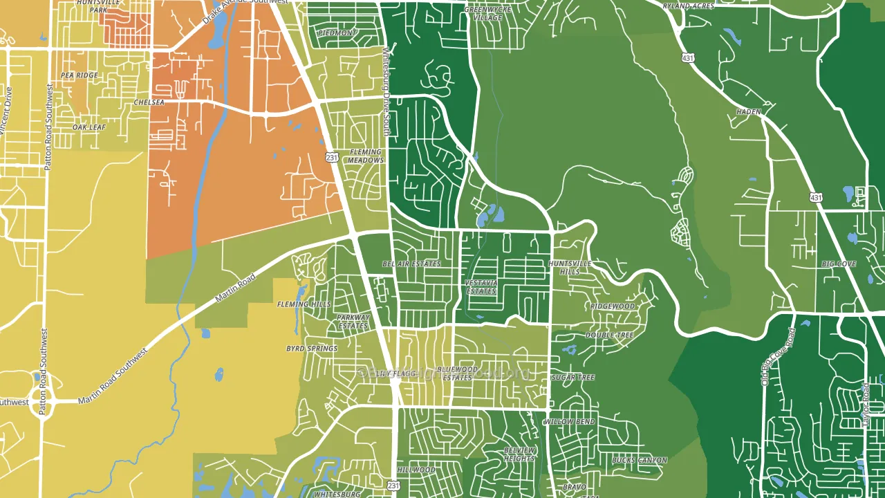 35802, AL block-group voter-turnout map