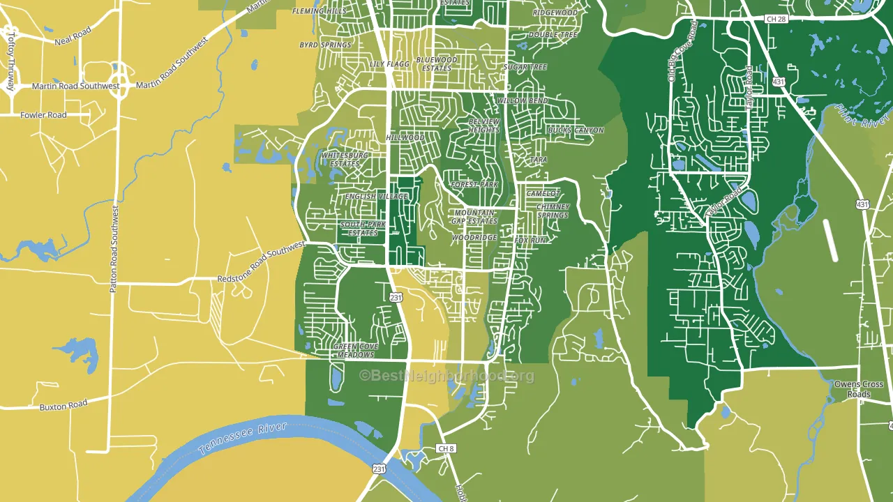 35803, AL block-group voter-turnout map
