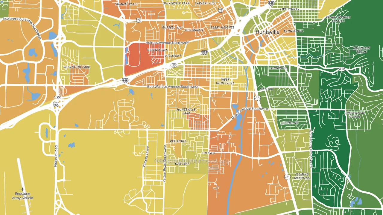35805, AL block-group voter-turnout map