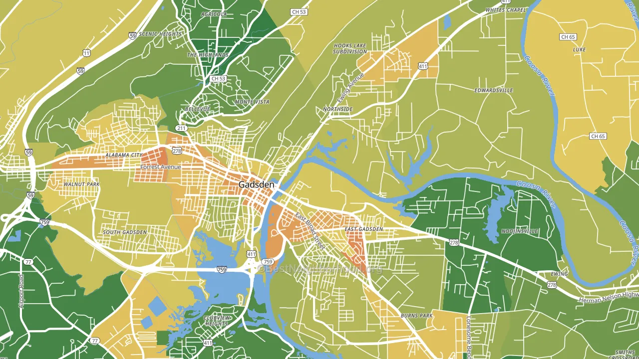 35901, AL block-group voter-turnout map