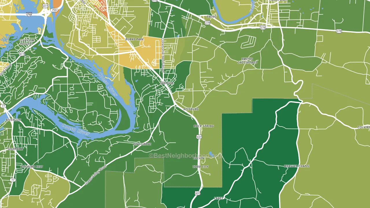 35905, AL block-group voter-turnout map