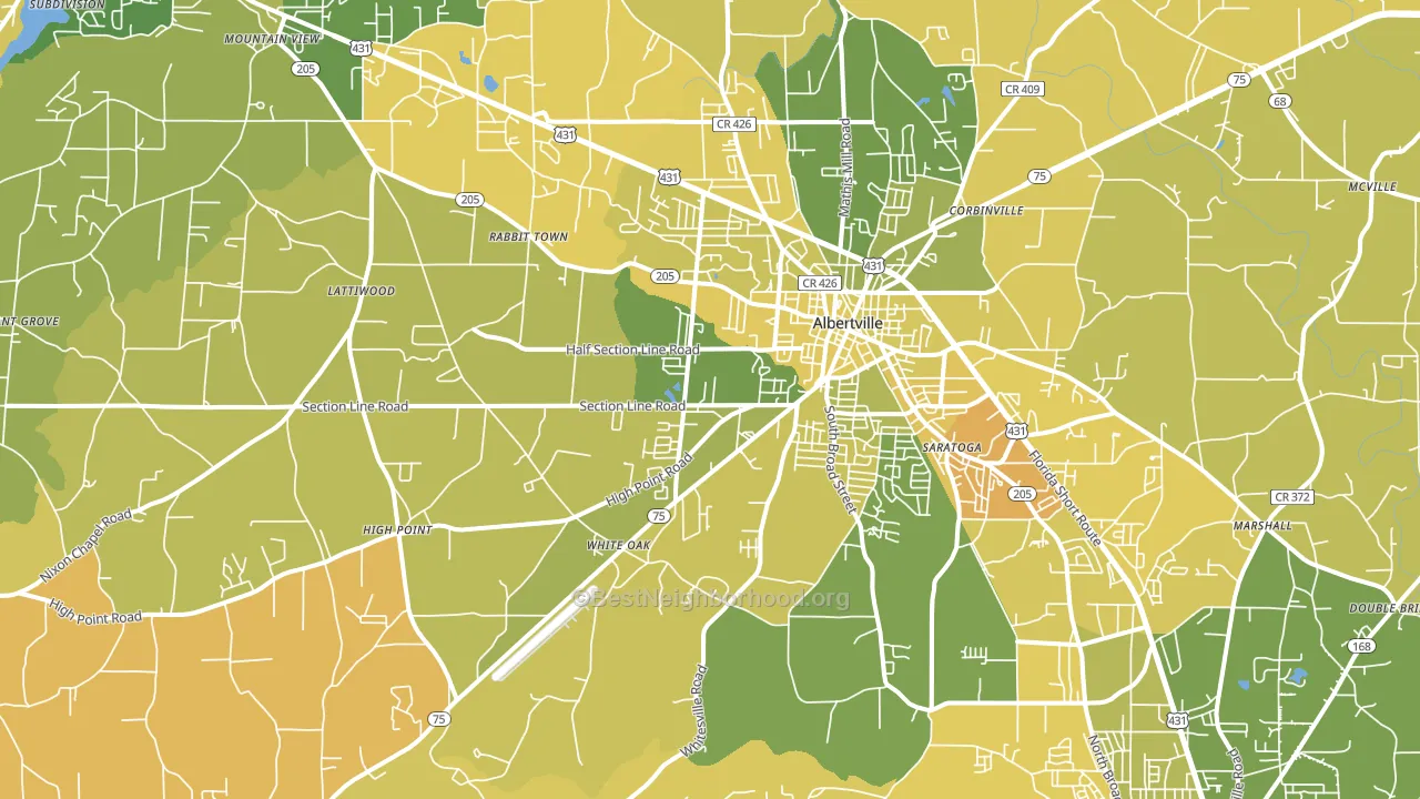 35950, AL block-group voter-turnout map