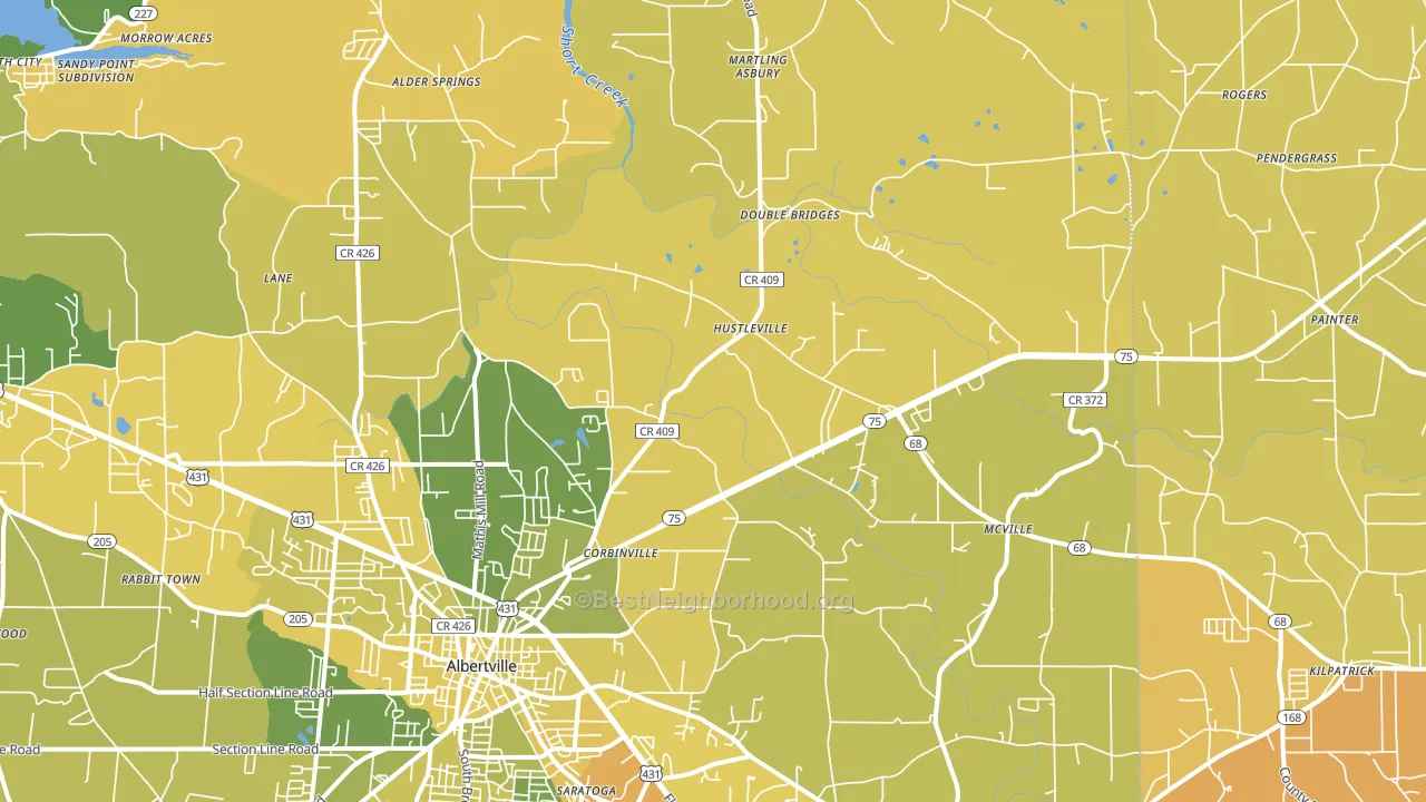 35951, AL block-group voter-turnout map