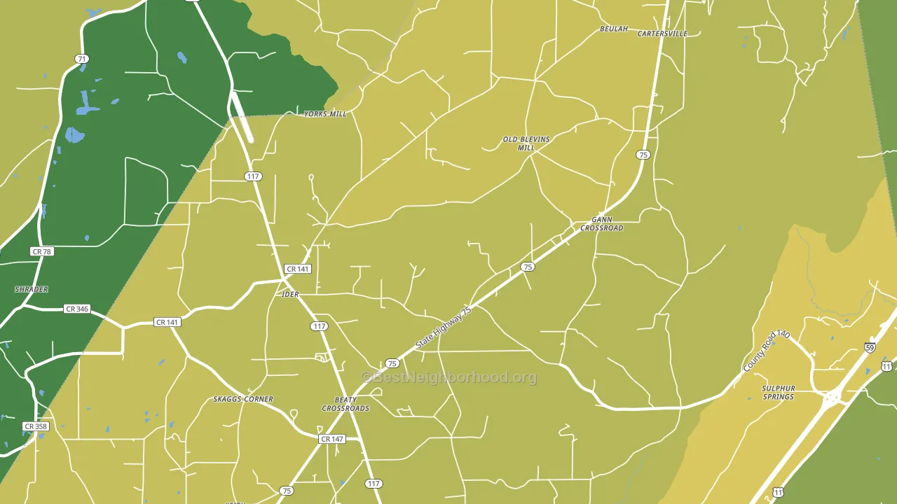 35981, AL block-group voter-turnout map