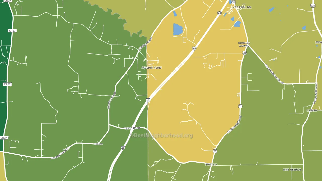 36043, AL block-group voter-turnout map