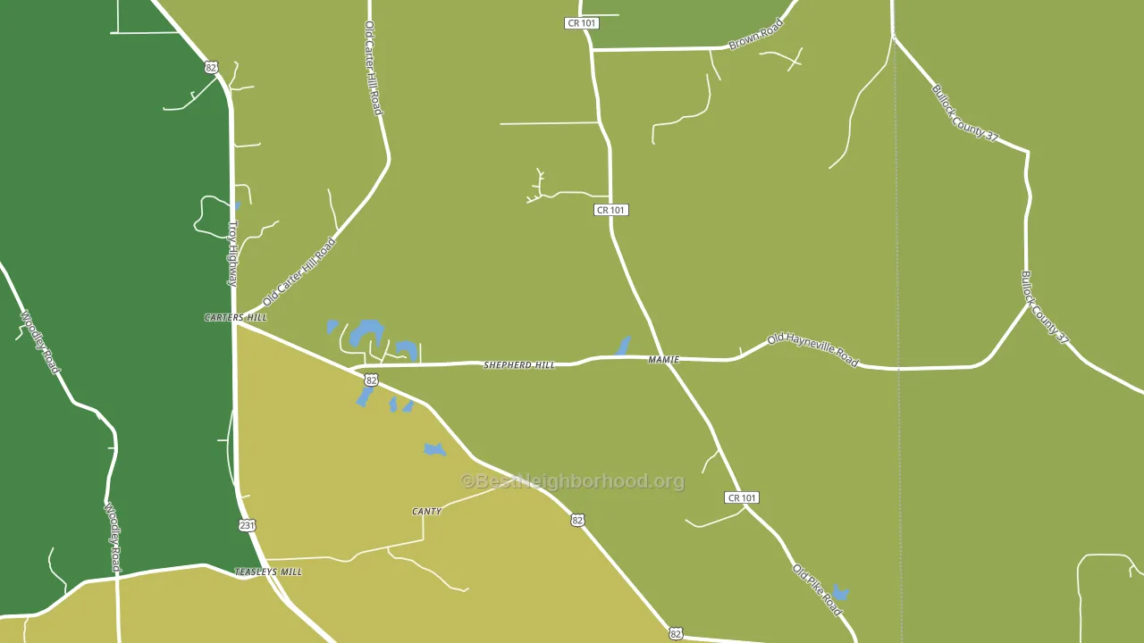 36052, AL block-group voter-turnout map