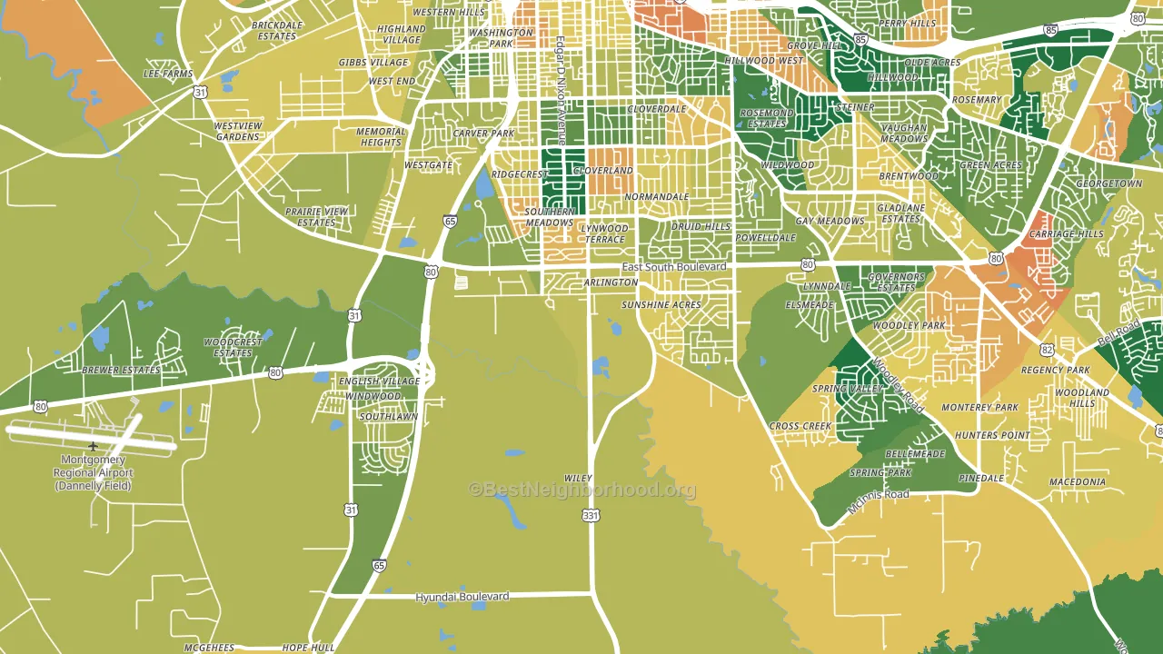 36105, AL block-group voter-turnout map