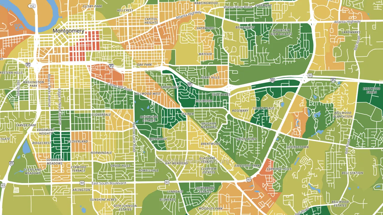 36106, AL block-group voter-turnout map