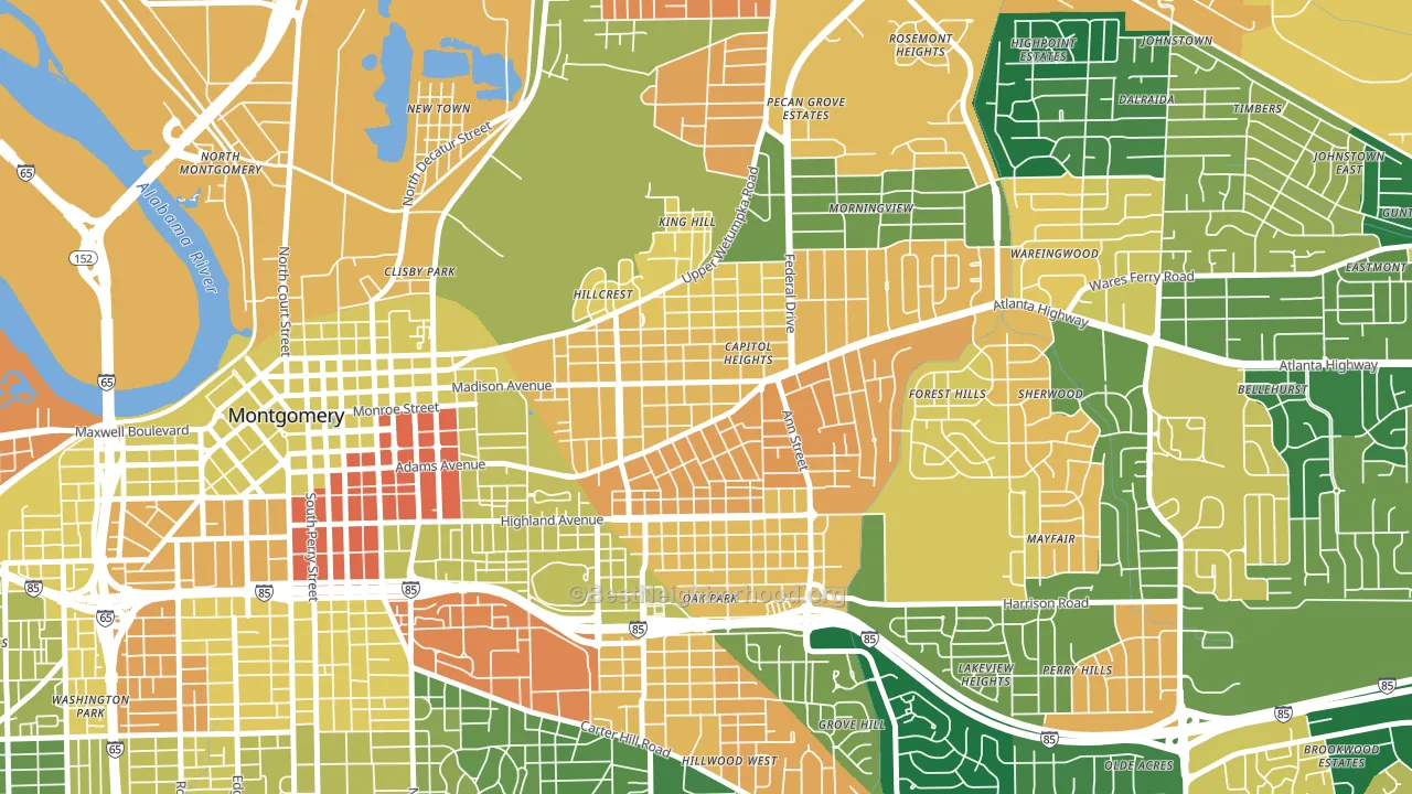 36107, AL block-group voter-turnout map