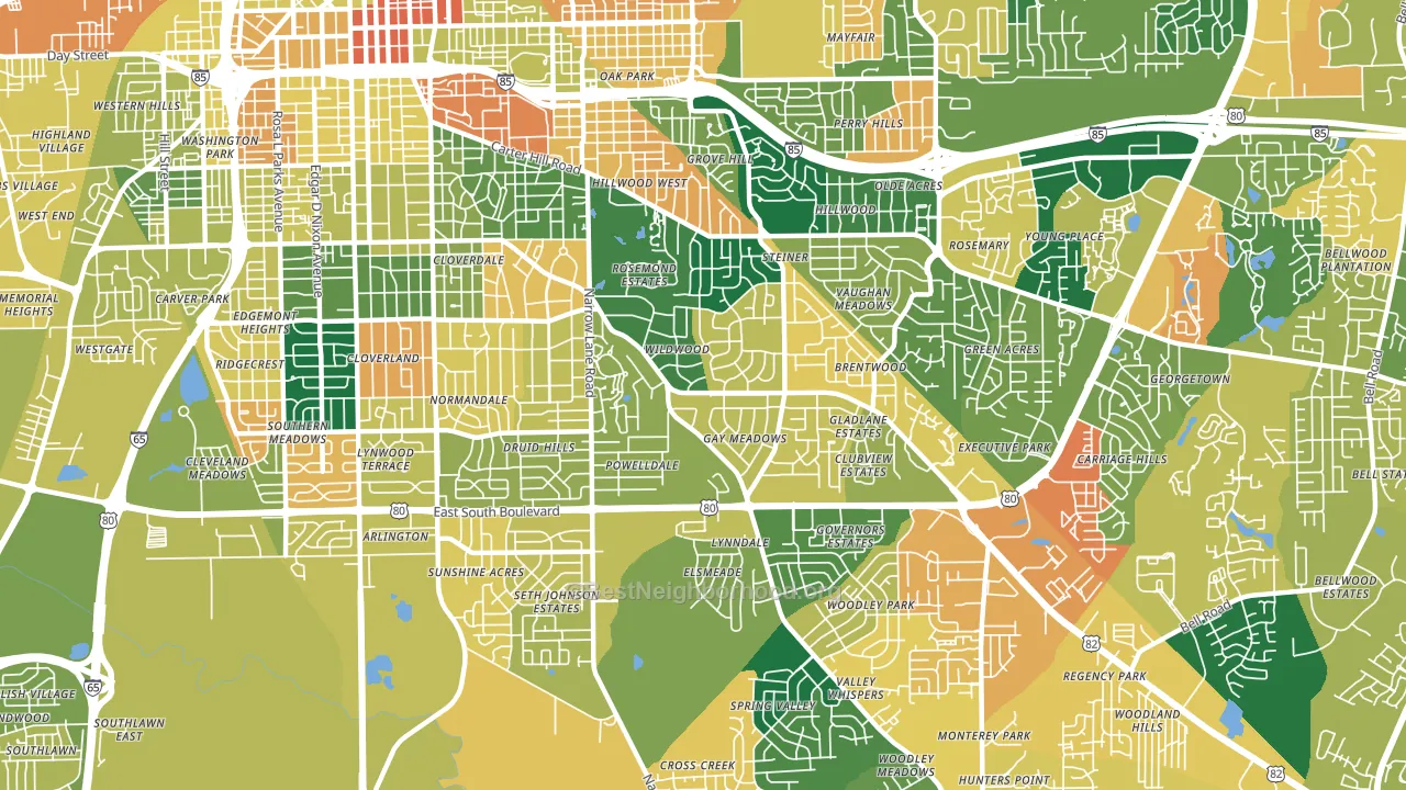36111, AL block-group voter-turnout map